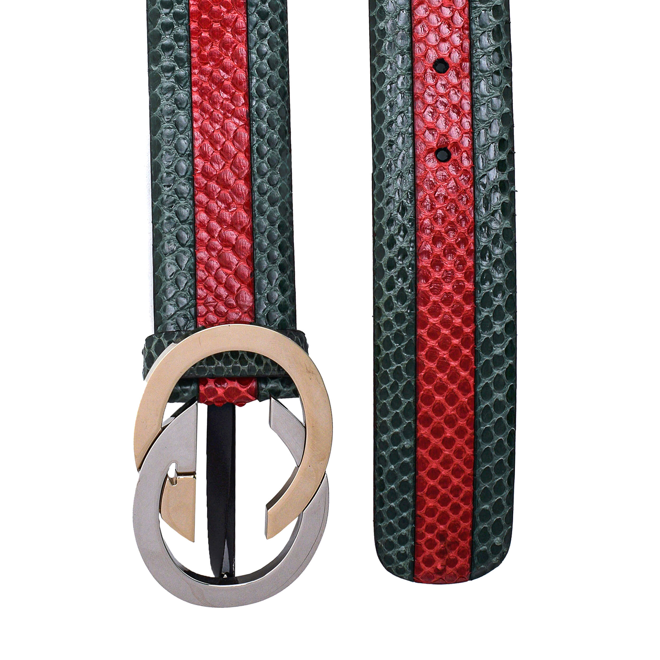 Gucci - Red Web Striped GG Buckle Belt